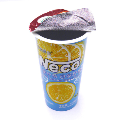 أكواب بلاستيكية 500 جرام من الشاي بالحليب المجمد ذات الجدار الفردي مع أغطية وقش شعار