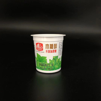 أكواب بلاستيكية للطعام 180 مللي كوب بلاستيكي مخصص لشرب اللبن الزبادي مع غطاء رقائق الألومنيوم